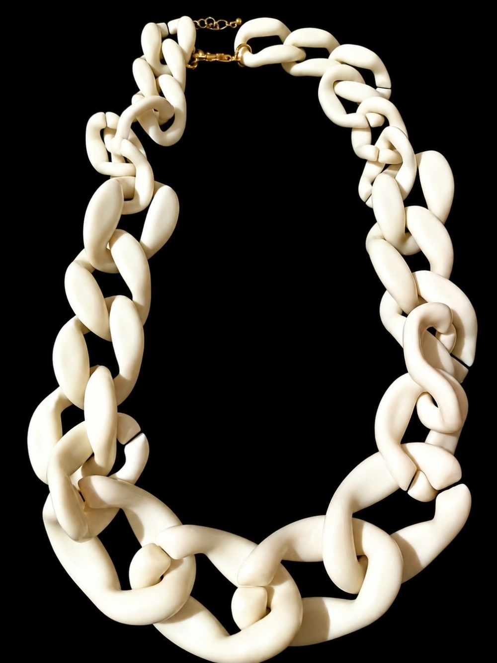 Vintage 1980s Ivory Lucite Chunky Chain Necklace Oversized Statement Runway